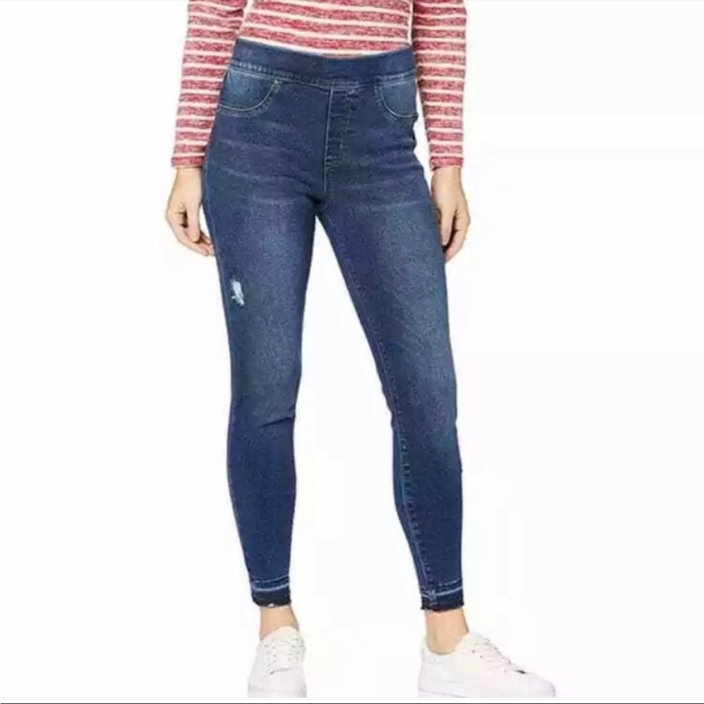 SPANXS Distressed high rise ankle length denim leggings
